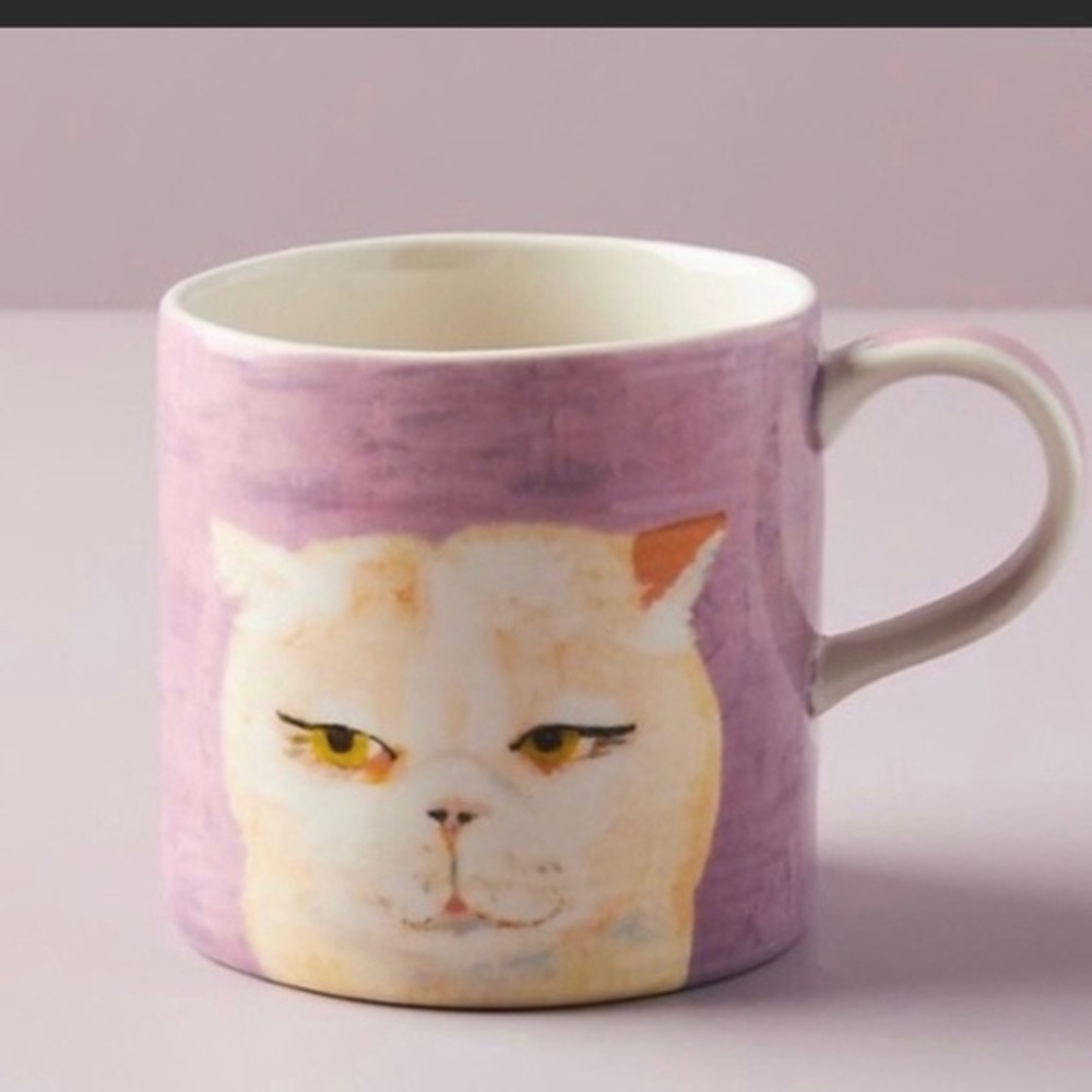 New Anthropologie Carole Akins Cat Mug Lrg Size Mug Fun Cat Mug Gift